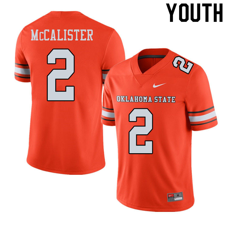 Youth #2 Tanner McCalister Oklahoma State Cowboys College Football Jerseys Sale-Alternate Orange - Click Image to Close